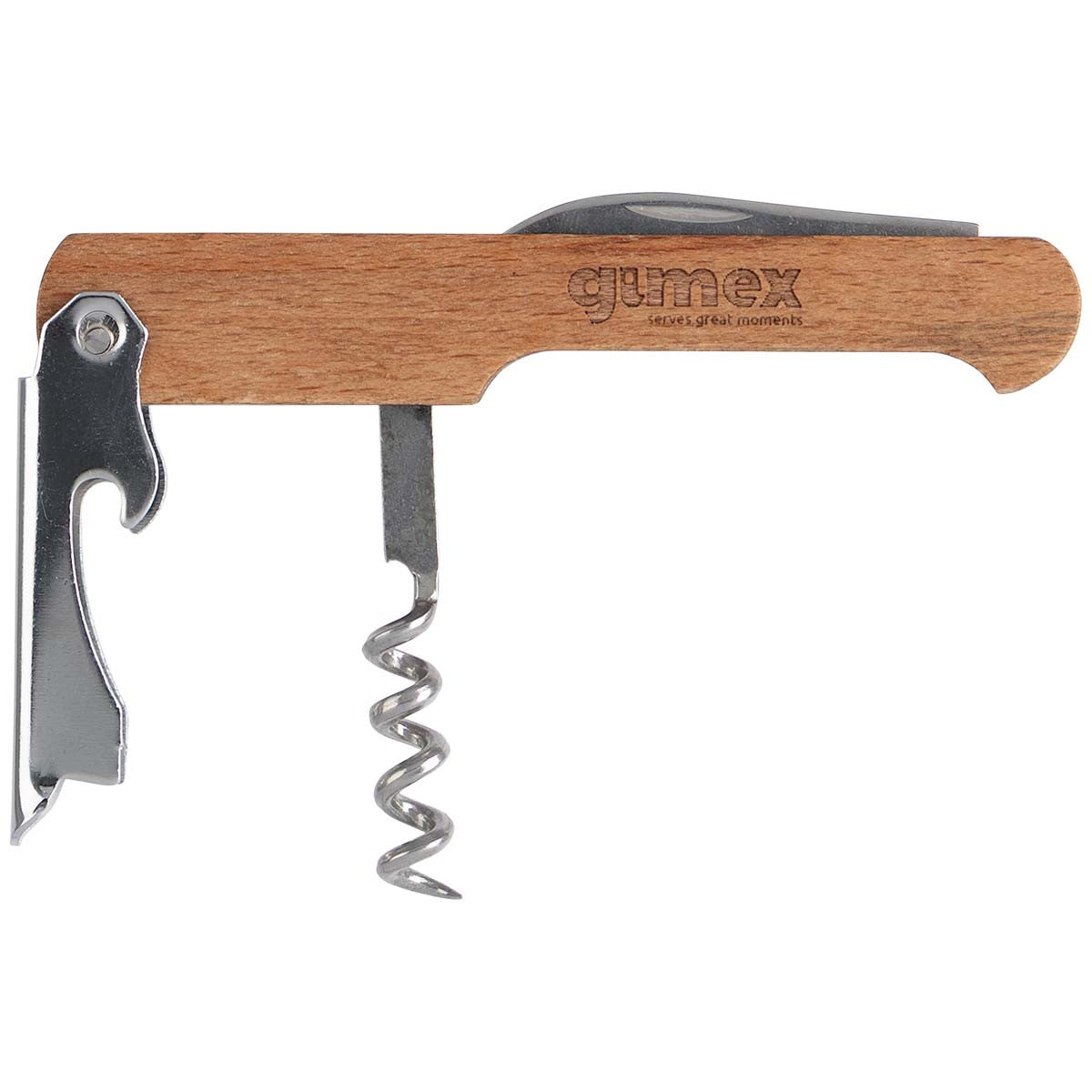 Weinöffner aus Edelstahl mit Holzgriff