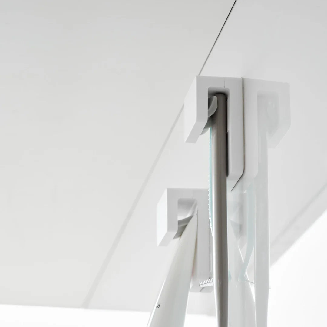 Yamazaki - Toothbrush and tube holder set of 2 - with adhesive hook black or white