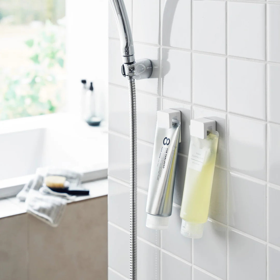 Yamazaki - Toothbrush and tube holder set of 2 - with adhesive hook black or white