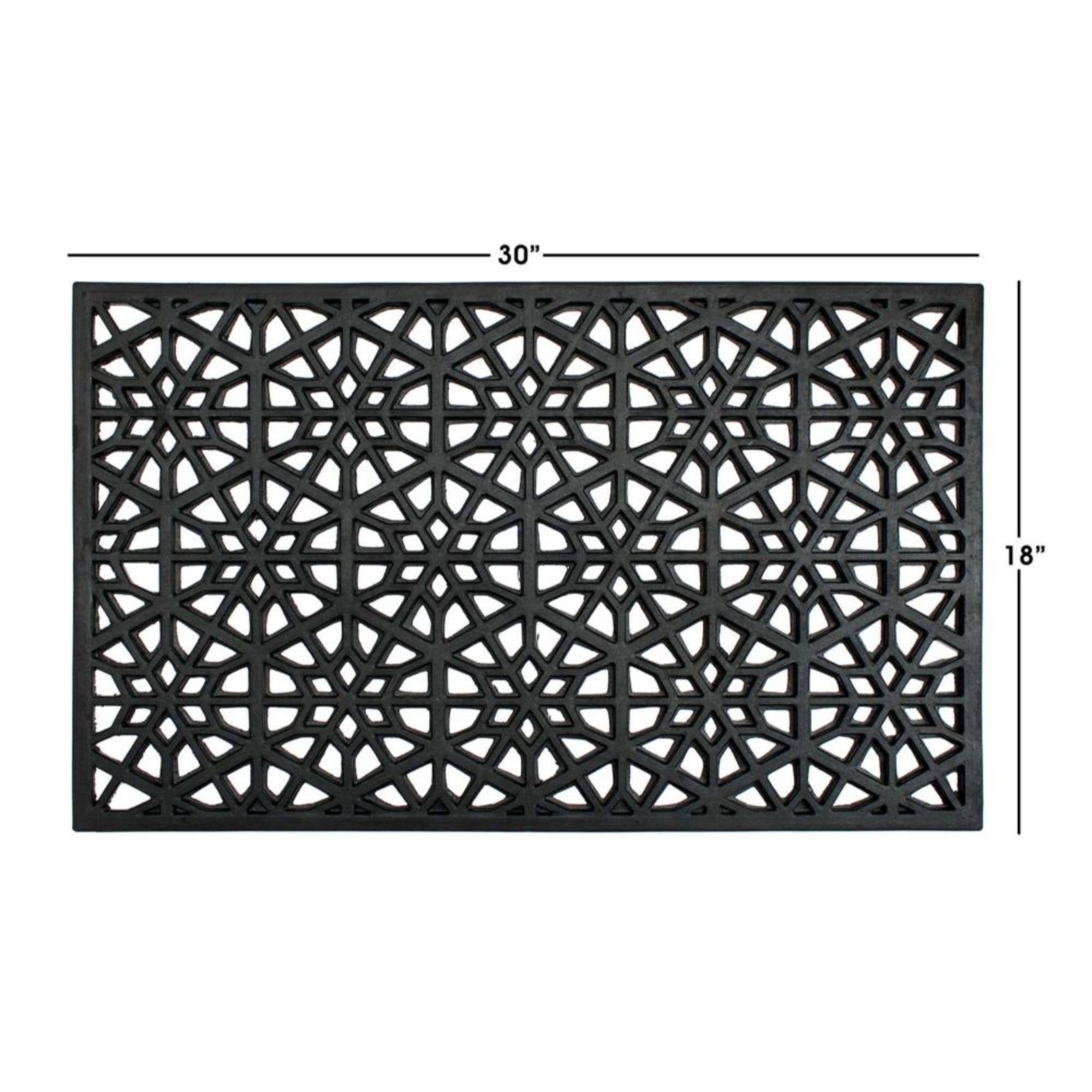 Door mat in black rubber with cast honeycomb - RugSmith