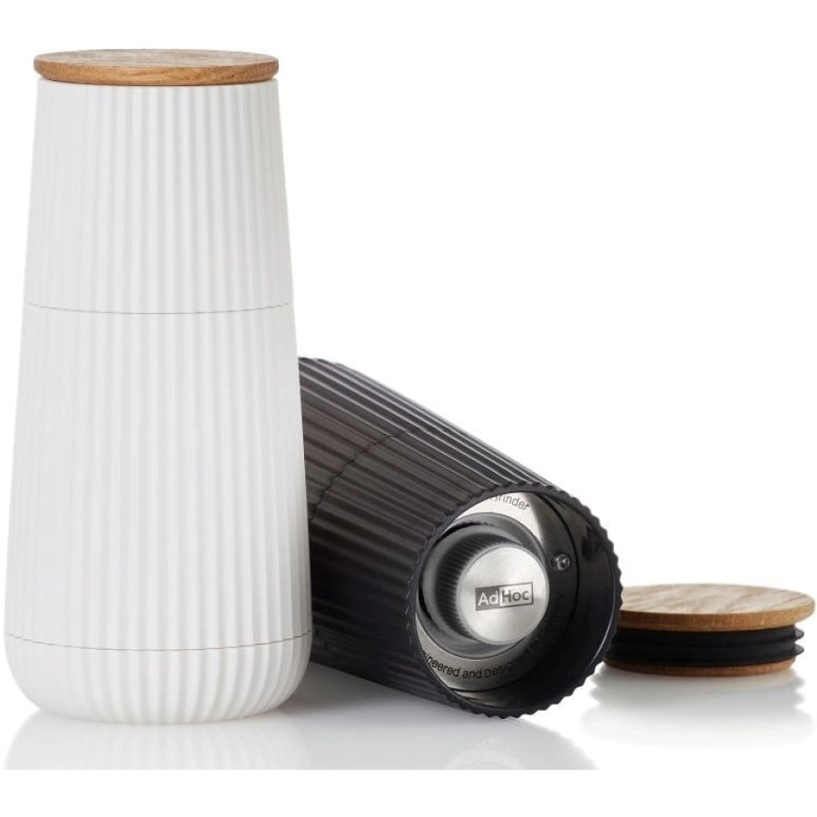 Salt and pepper mills with ceramic grinding mechanisms and oak lids - AdHoc