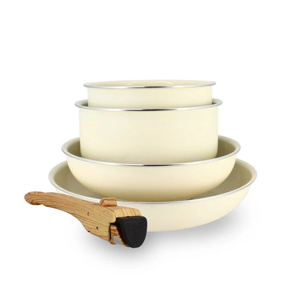 5-piece cooking set in recycled alminium in different colors - 2 layer ceramic coating - Menastyl