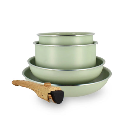 5-piece cooking set in recycled alminium in different colors - 2 layer ceramic coating - Menastyl