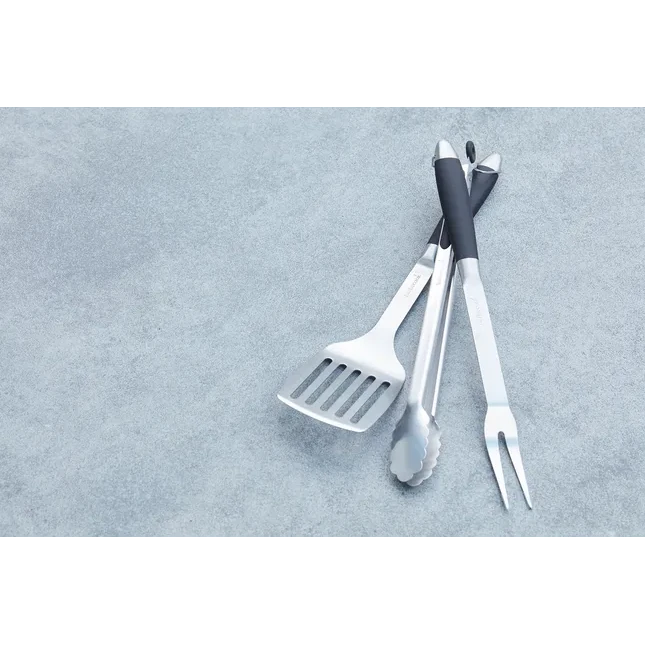 Barbecook - Black Pepper BBQ set of spatula fork and tongs stainless steel - black