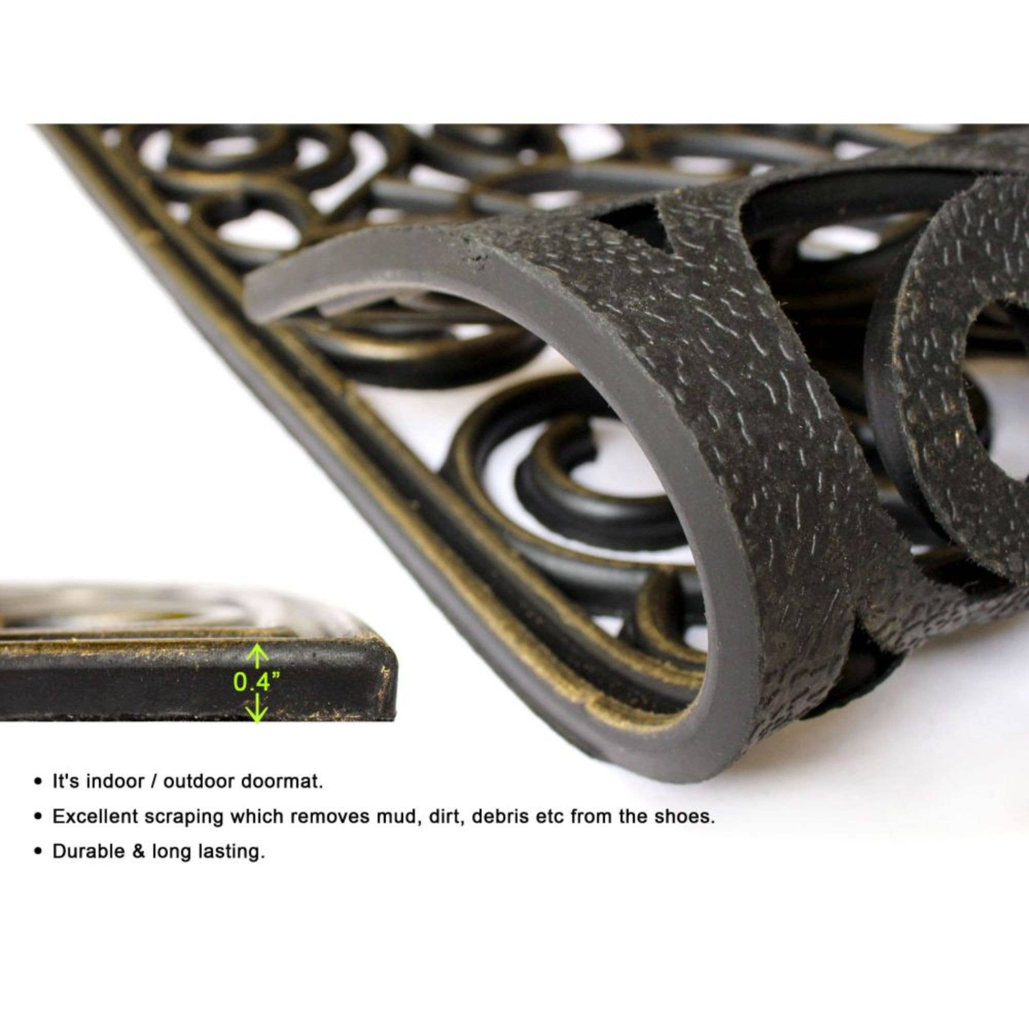 Doormat in half circle shape and bronze colored rubber - RugSmith