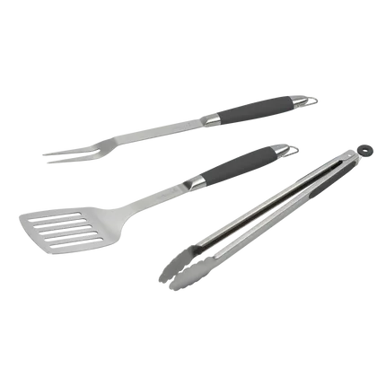 Barbecook - Black Pepper BBQ set of spatula fork and tongs stainless steel - black