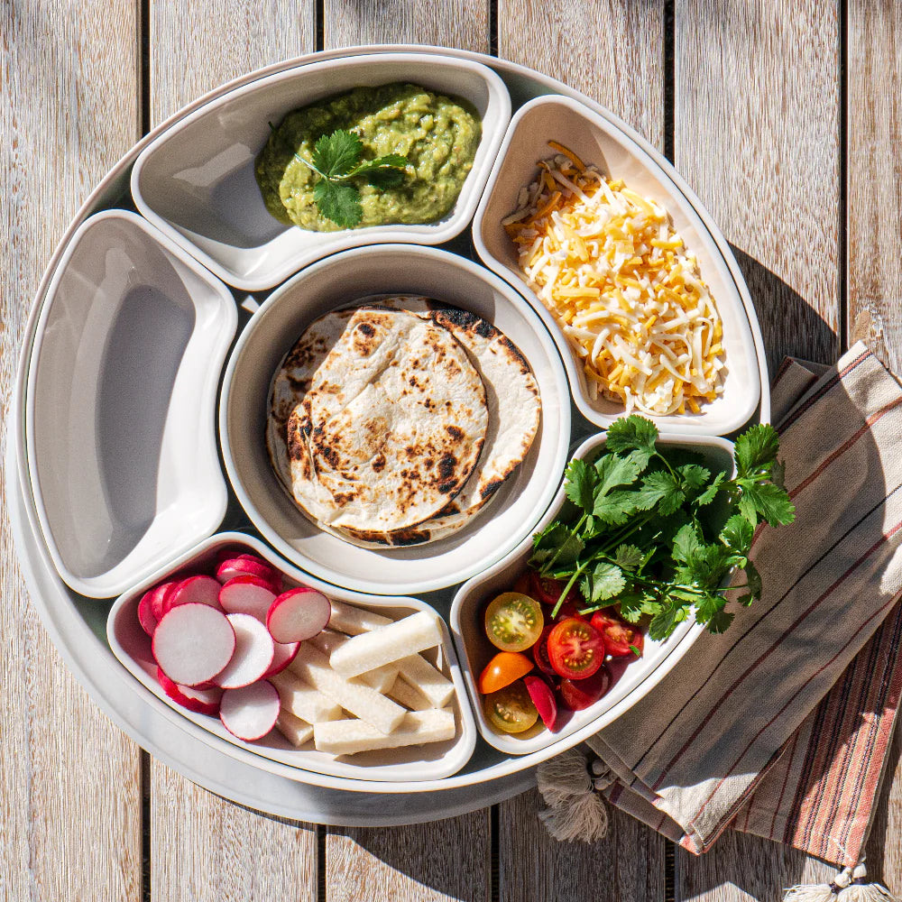 Apero platter 9-piece - with Lazy Susan base with lockable lid