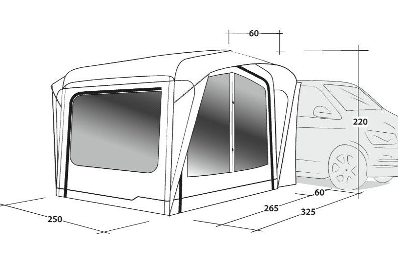 Outwell bus awning inflatable - drive away possible - Crossville 250SA - drive away inflatable awning - grey