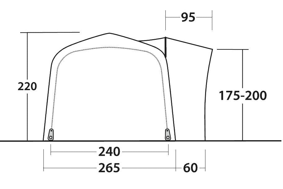 Outwell bus awning inflatable - drive away possible - Crossville 250SA - drive away inflatable awning - grey