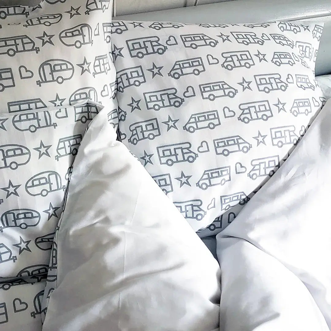 Duvet cover + pillowcase - camper or caravan print - single person - Pufz