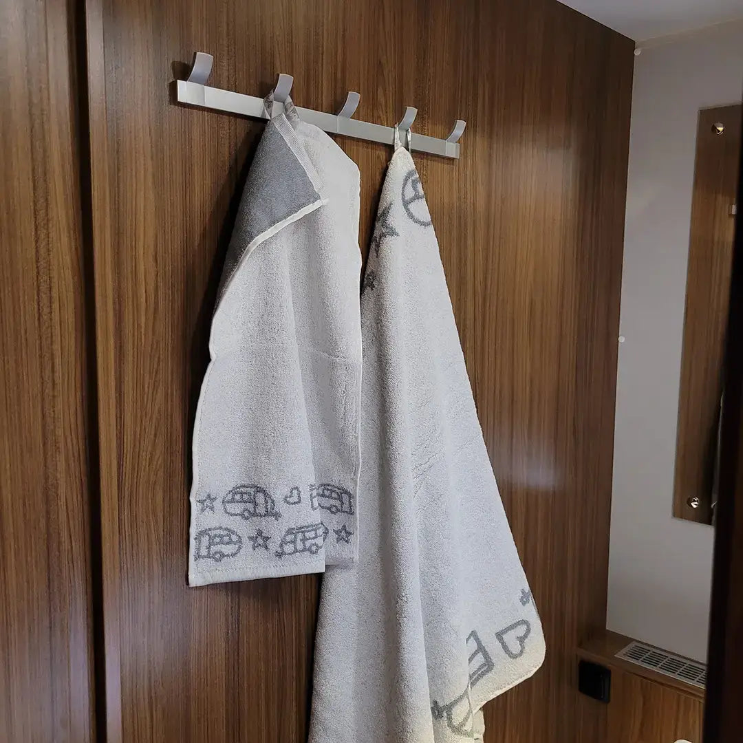Towel and bath towel camper and caravan - terry cloth - white/gray - Pufz