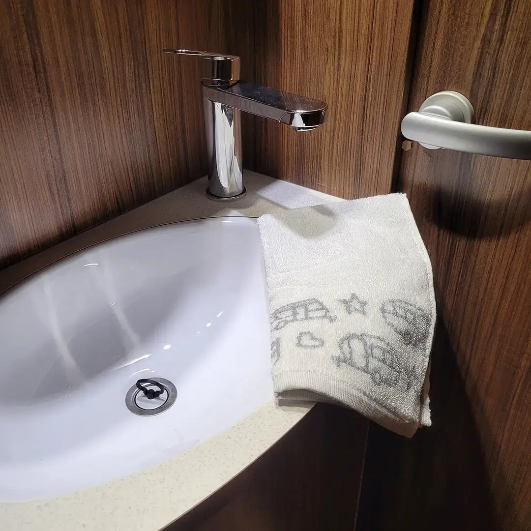 Towel and bath towel camper and caravan - terry cloth - white/gray - Pufz