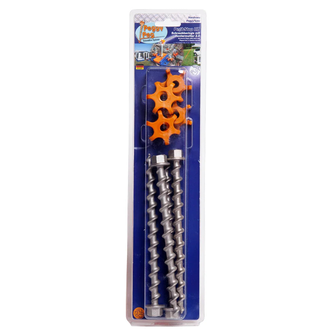 Peg&Stop Heavy Duty Edelstahl-Schraubhaken 20 cm, 4 Stück – Peggy Peg