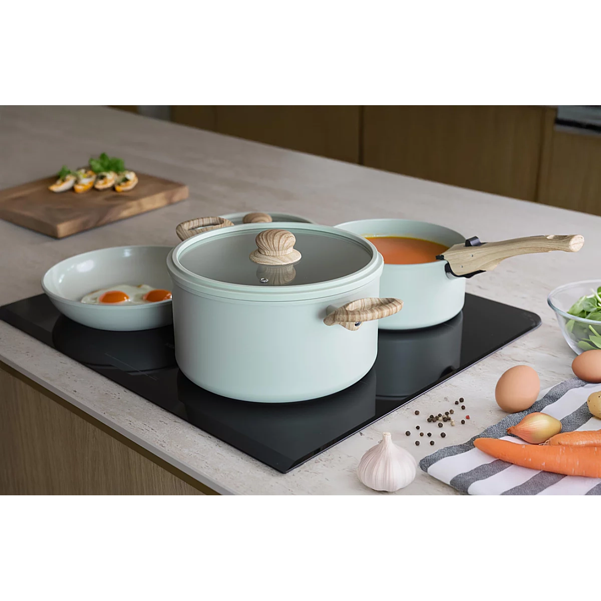 Menastyl - Nid de cuisson empilable 8 pièces - vert tendre