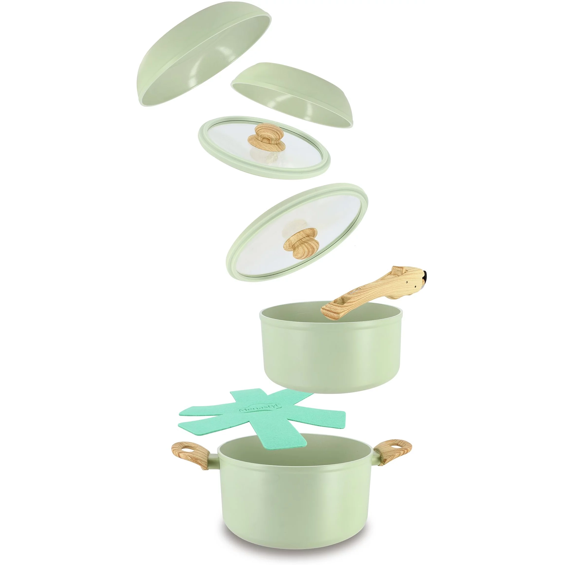 Menastyl - Nid de cuisson empilable 8 pièces - vert tendre