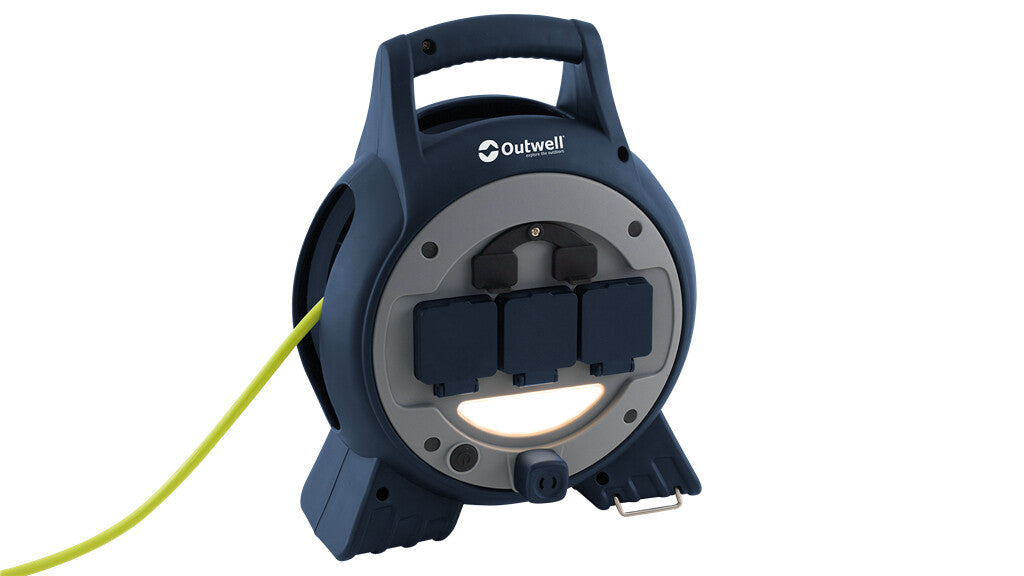 Outwell Mensa Triple power strip with retractable cable and USB/light