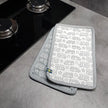 Pannenlappen met camper of caravan print - set van 2 stuks - wit/grijs - Pufz