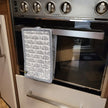 Pannenlappen met camper of caravan print - set van 2 stuks - wit/grijs - Pufz