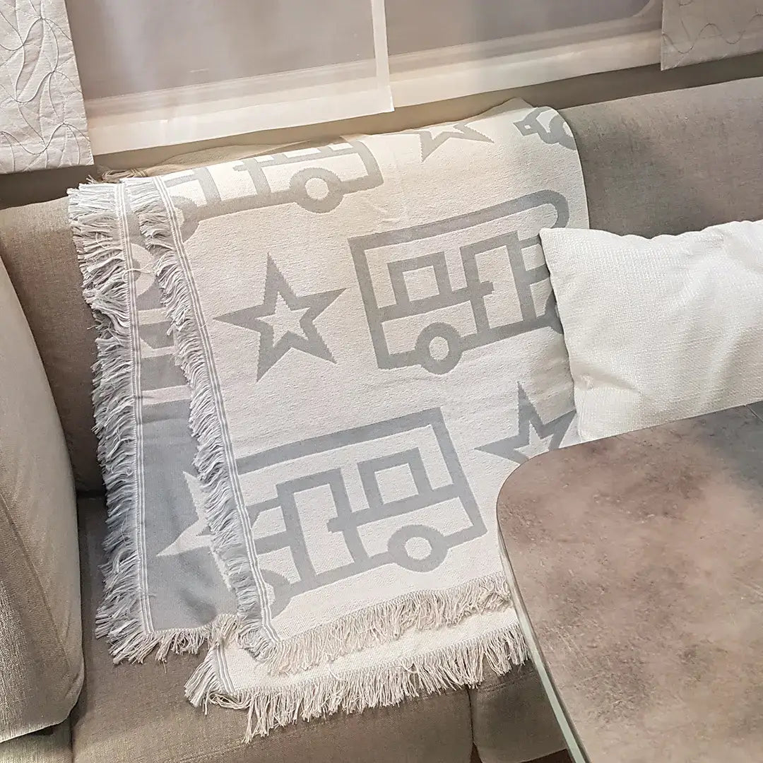 Plaid blankets with camper or caravan print - 160 x 130 cm - Pufz