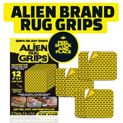 Vorgeschnittene doppelseitige Klebepads 10 x 10 cm – 12 Stück – Alien Rug Grips