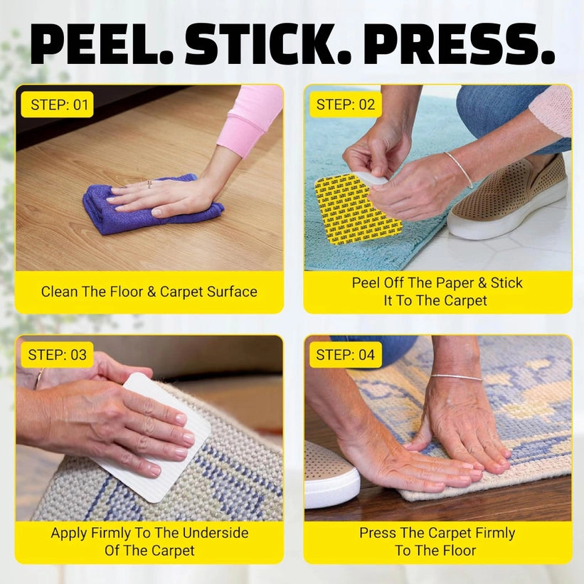 Pre-cut double-sided adhesive pads, 10x10 cm – 12 pieces – Alien Rug Grips