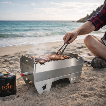 Grill the original - Skotti - foldable BBQ - fits small and large gas canisters