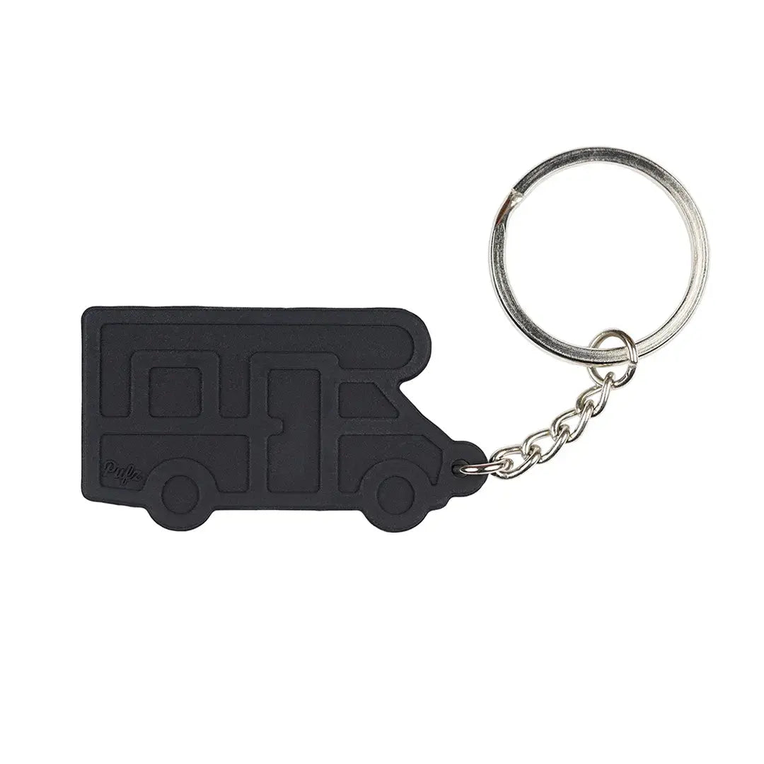 Silicone keychain for camper or caravan in black or light gray - Pufz