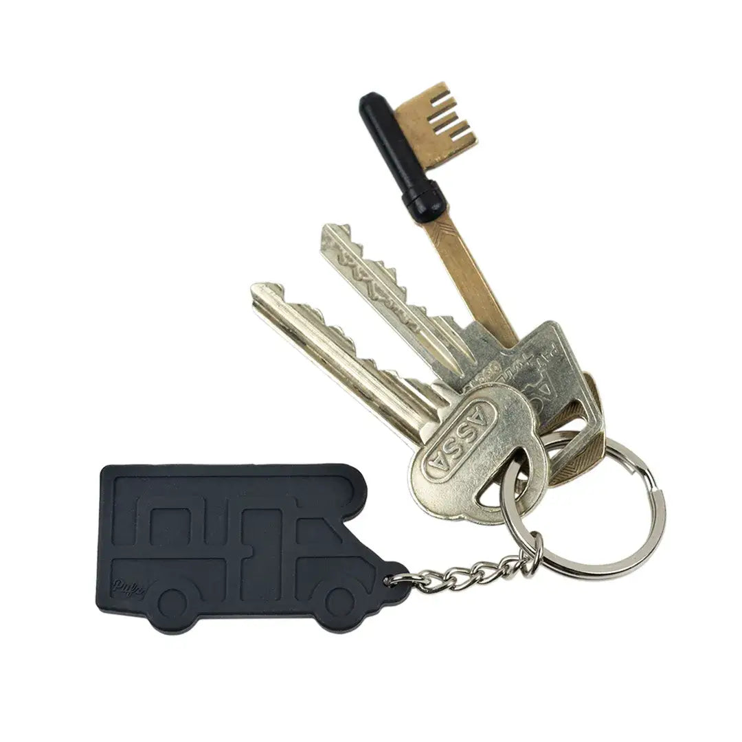 Silicone keychain for camper or caravan in black or light gray - Pufz