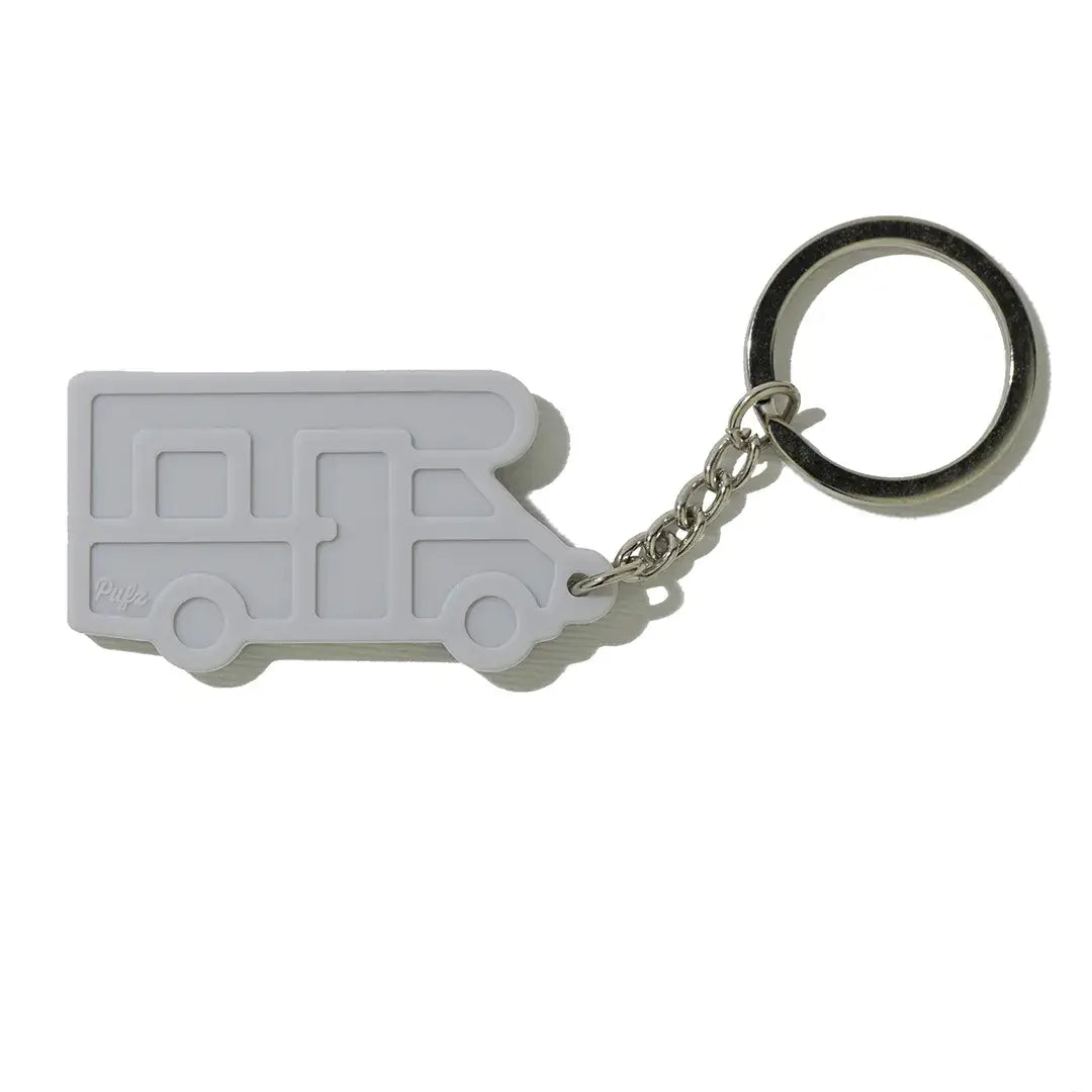 Silicone keychain for camper or caravan in black or light gray - Pufz