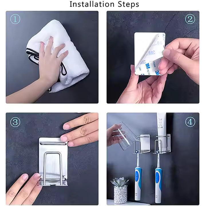 Toothbrush holder (each) self-adhesive - suitable for electric and regular toothbrushes - Camping Cocooning