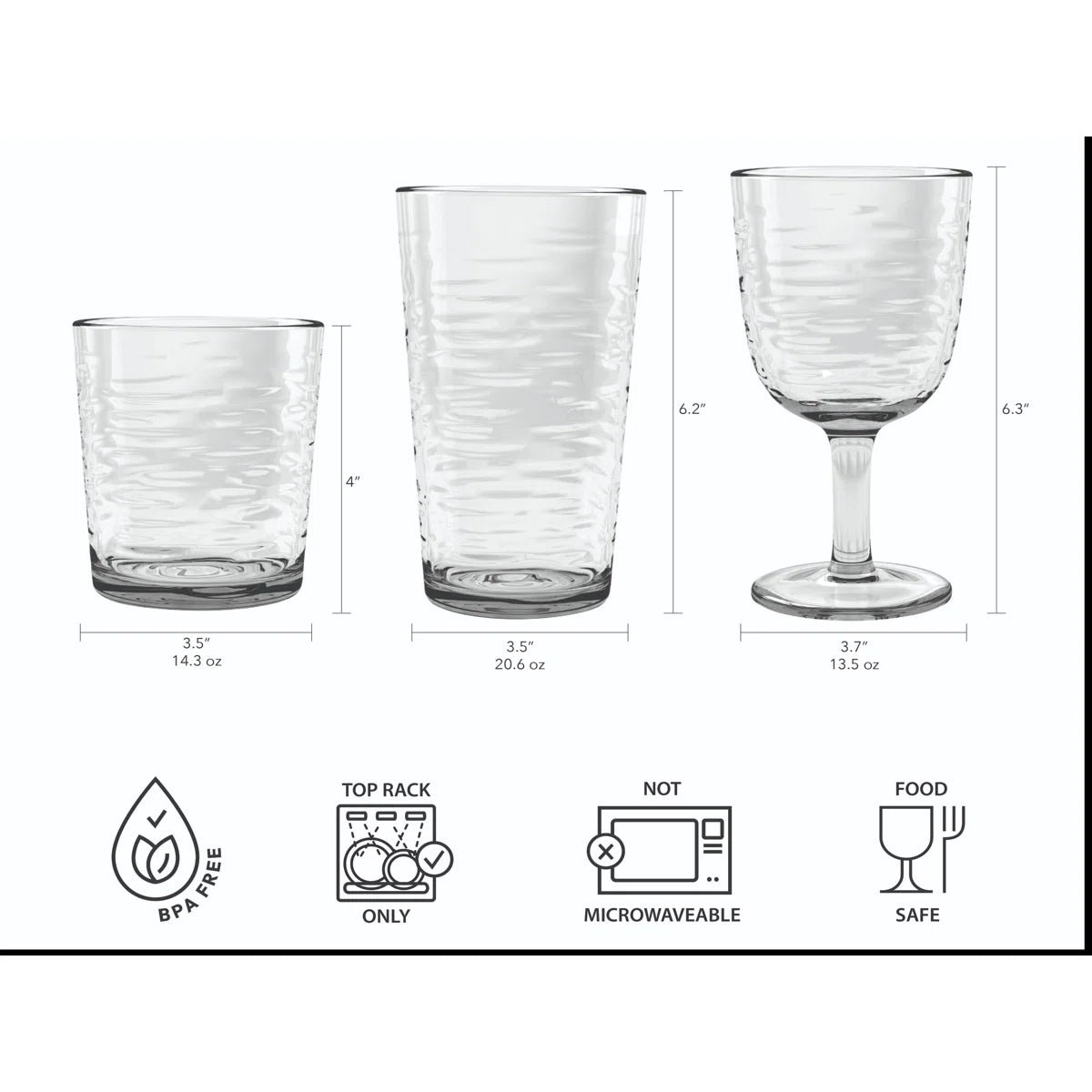Tarhong - Foundry glasses - shatterproof - style and quality ideal for motorhome and caravan