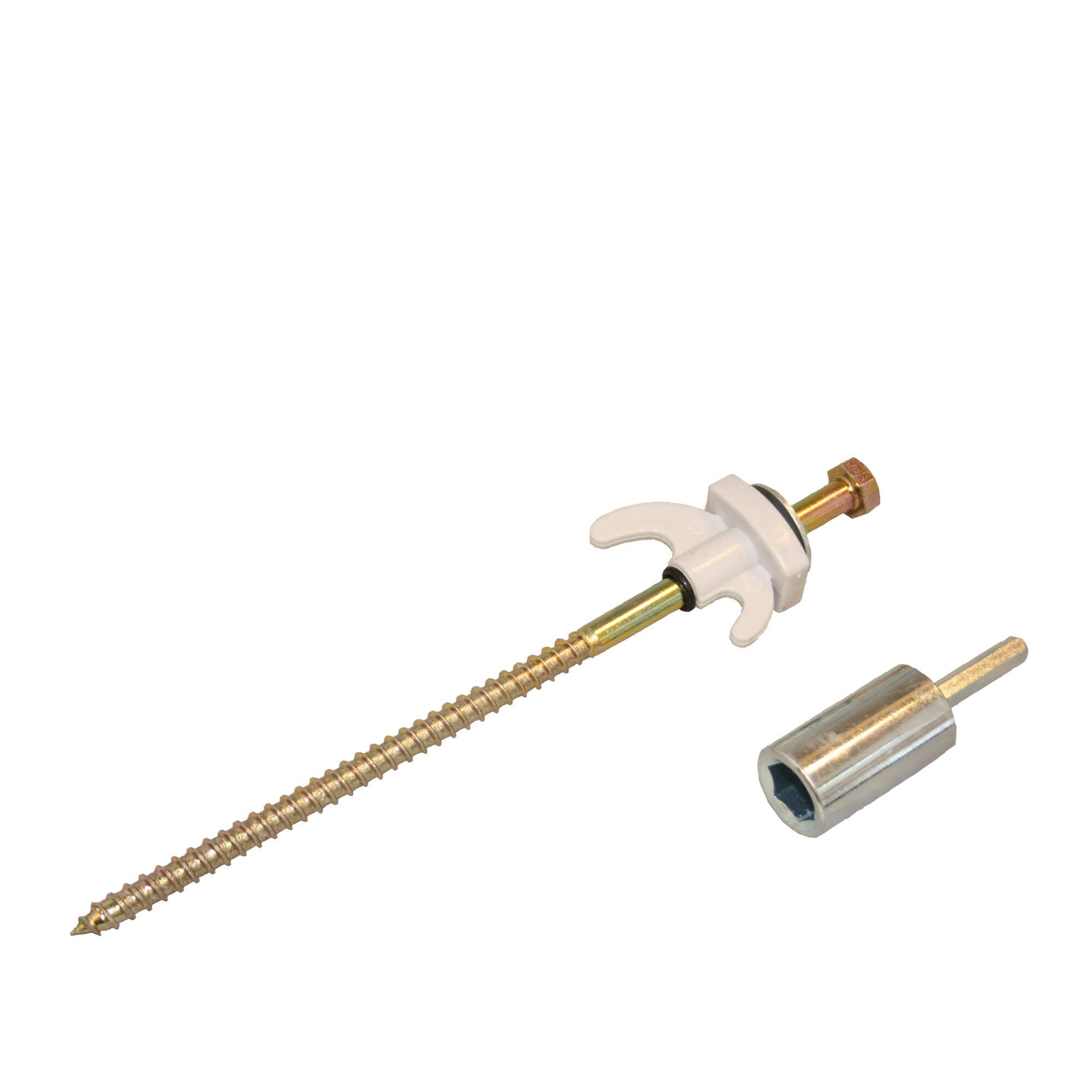 Tent pegs for hard ground with screw head and adapter for drill – set of 20 pieces in case - Haba