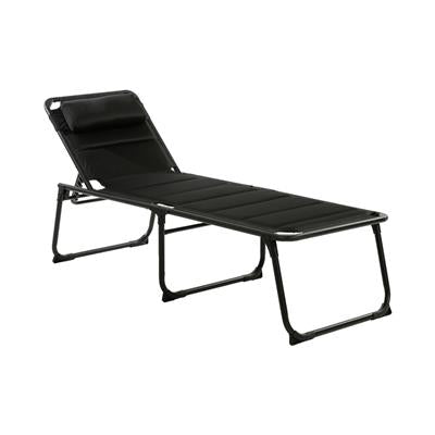 Travellife sunbed in black or dark gray - 6 positions and head cushion - Barletta