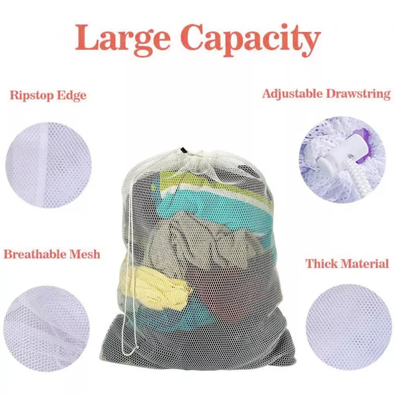 Sac à linge en filet avec fermeture à glissière - noir ou blanc XL - L 95 x 70 cm - CC