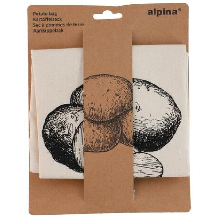 Storage bag in fabric with string for potatoes, onions, or garlic - Alpina