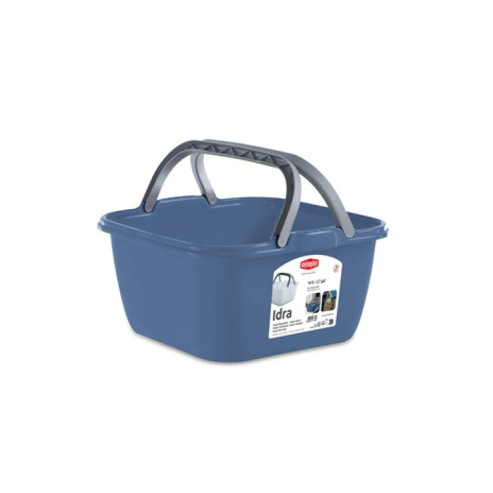 Square 14L wash basin with double carrying handles Idra - Stefanplast