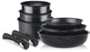 8-piece pan set black with detachable handle - Arthur Martin