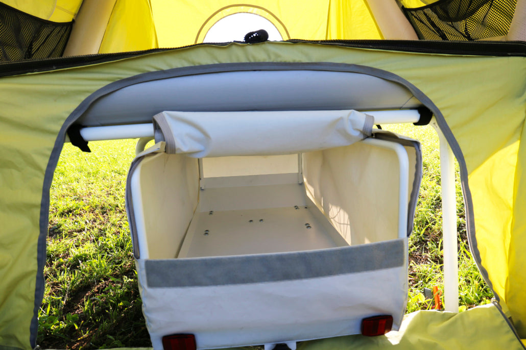Inflatable micro caravan for cyclists with space for 2 people - B-TURTLE