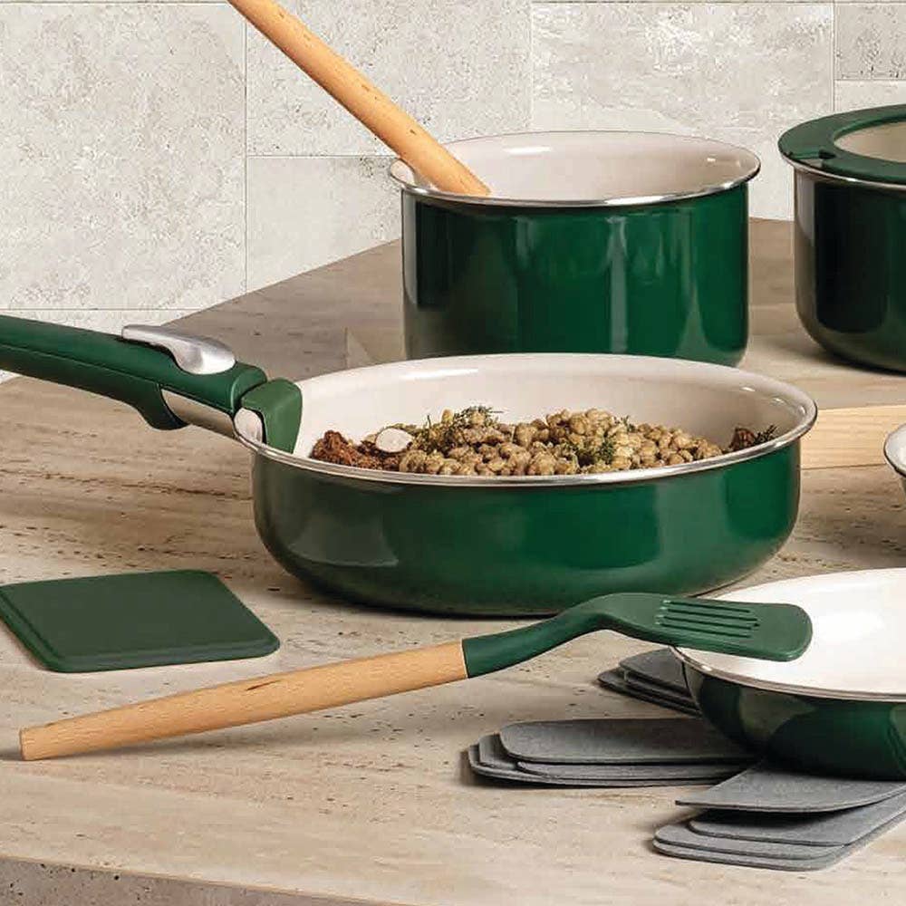 Gotham Steel 18-delig kookset met afneembare handgrepen in 3 kleuren