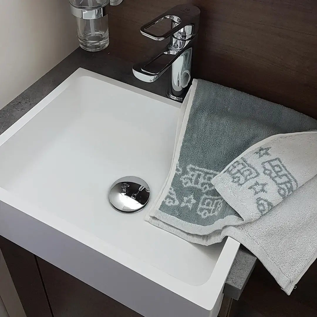 Towel and bath towel camper and caravan - terry cloth - white/gray - Pufz