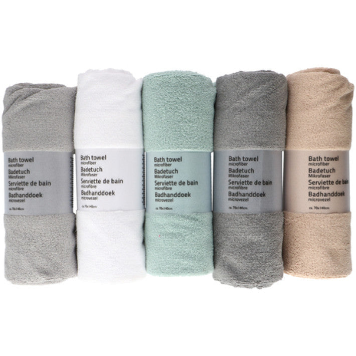 Lightweight microfiber bath towel in various colors and sizes