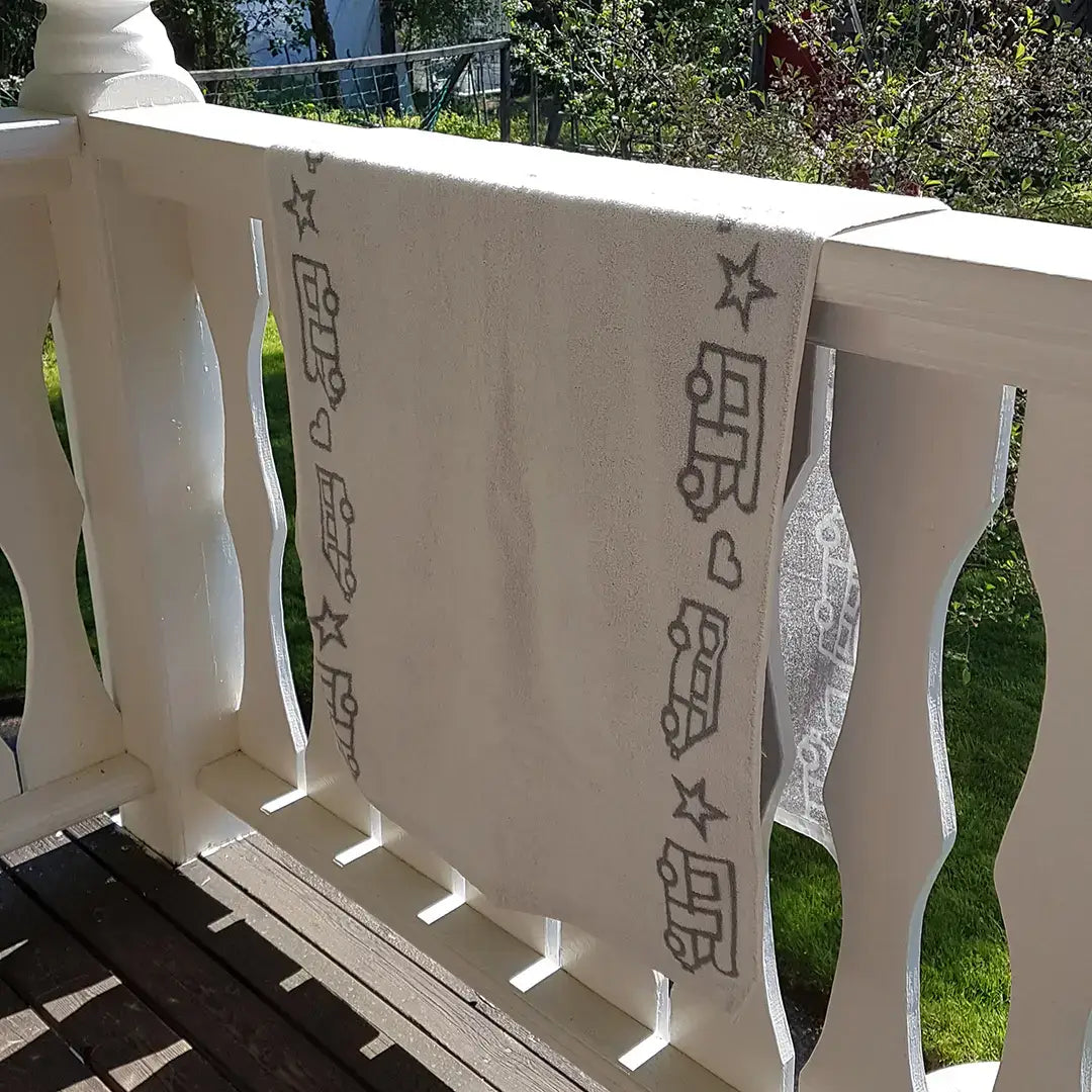 Towel and bath towel camper and caravan - terry cloth - white/gray - Pufz