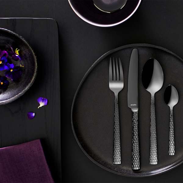 Cutlery set Felicity hammered 24-piece for 6 people - elegant and contemporary cutlery - Amefa