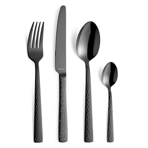 Cutlery set Felicity hammered 24-piece for 6 people - elegant and contemporary cutlery - Amefa