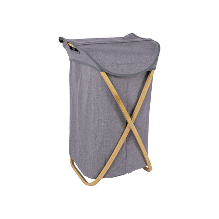 Laundry bag/storage basket with a linen-look fabric and bamboo frame - BoCamp