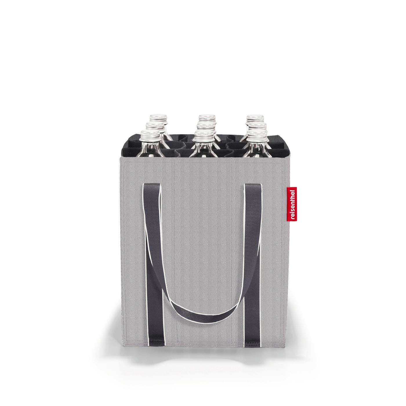 bottlebag met 9 flessen erin kleur herringbone grey 