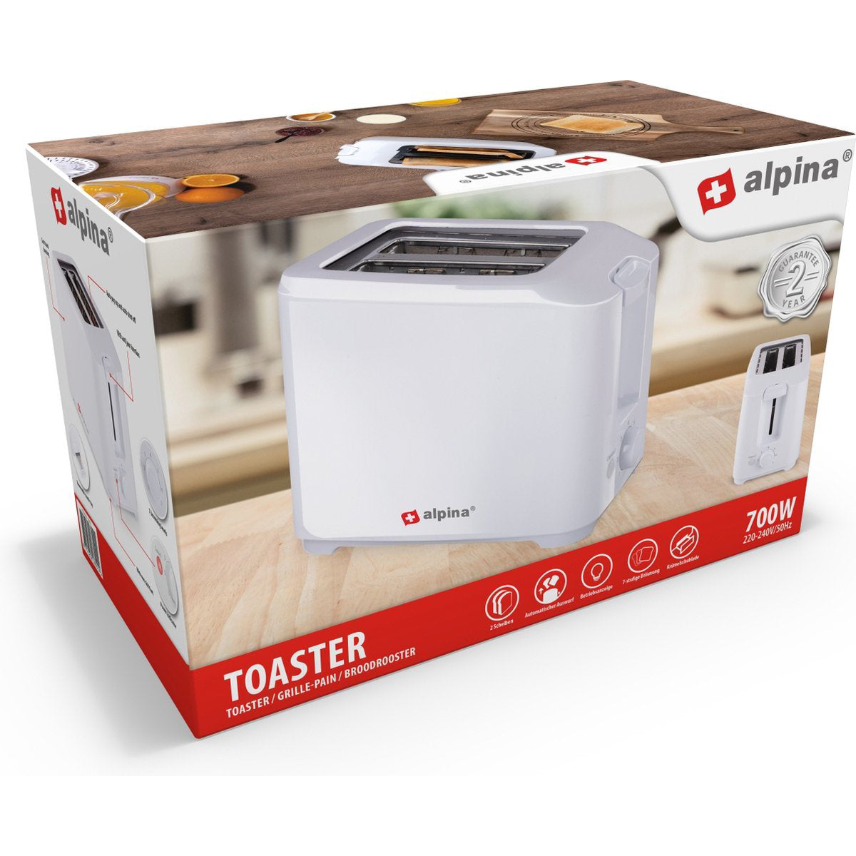 Toaster for 2 slices 700W - Alpina