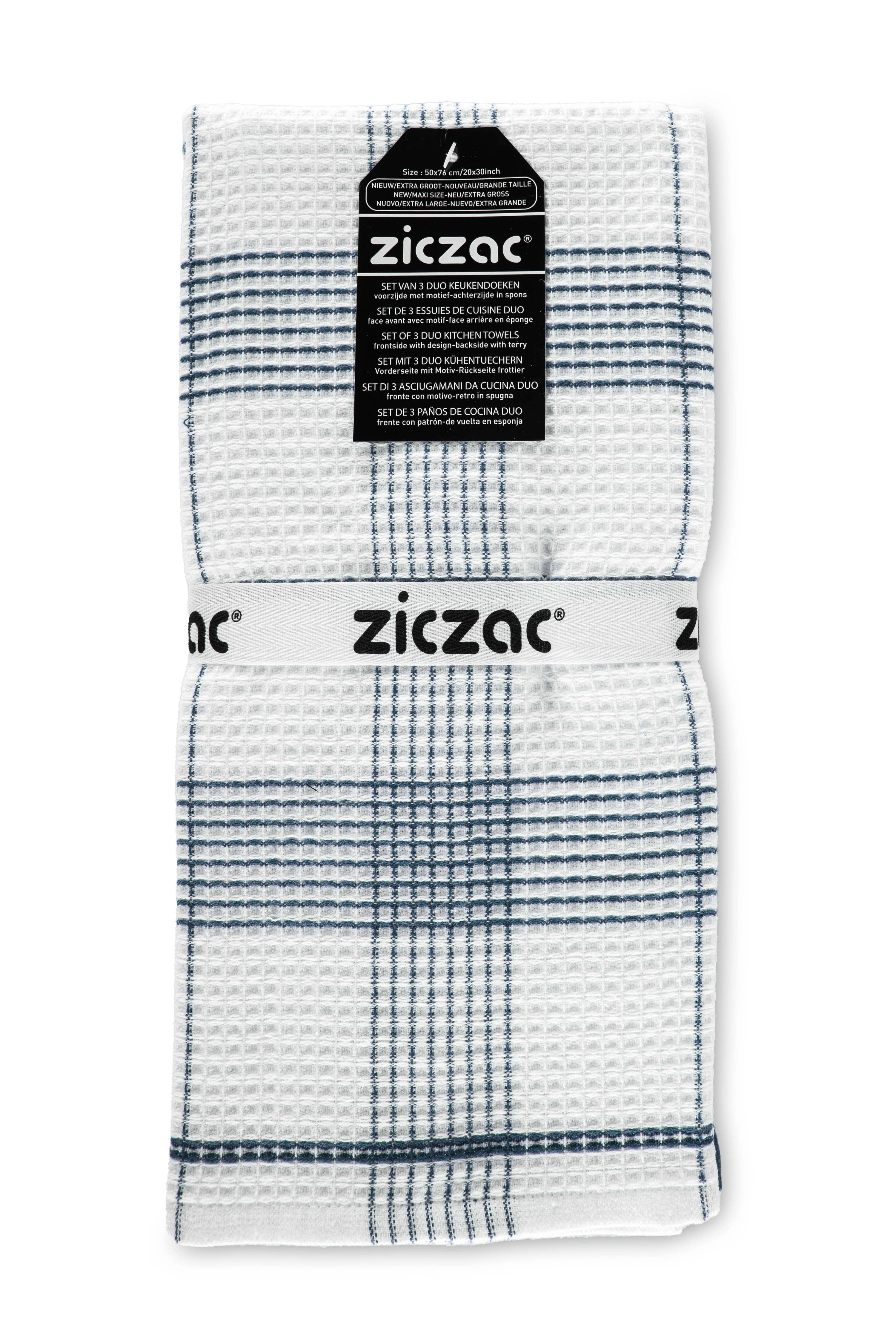 Kitchen towel ZicZac - Culinary dual function - with terry cloth on the inside - set of 3