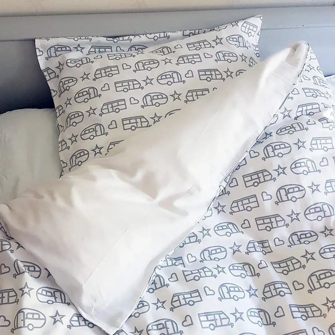 Duvet cover + pillowcase - camper or caravan print - single person - Pufz