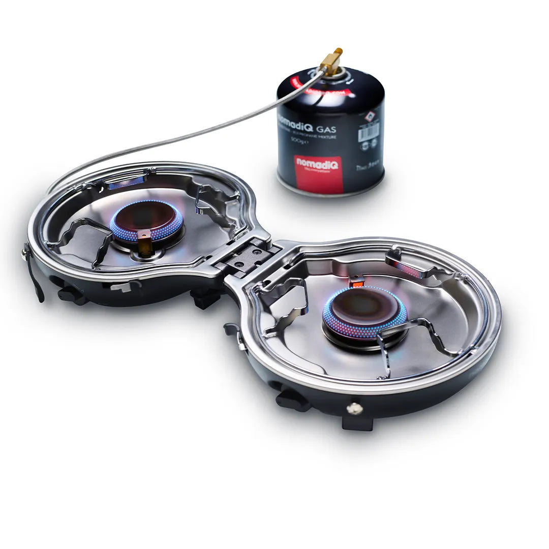 Portable outdoor 2-burner gas stove - Nomadiq